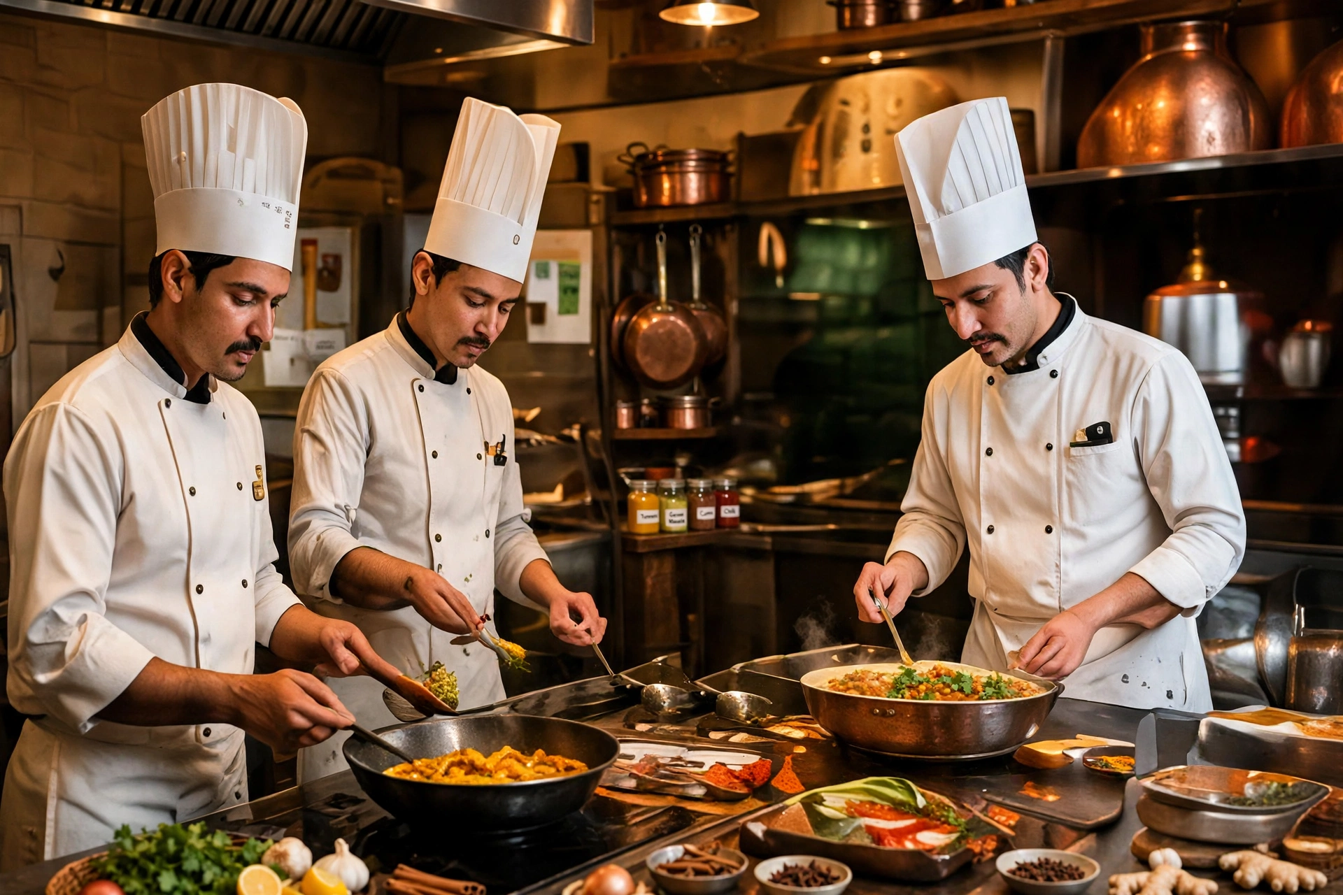 Chefs cooking curry