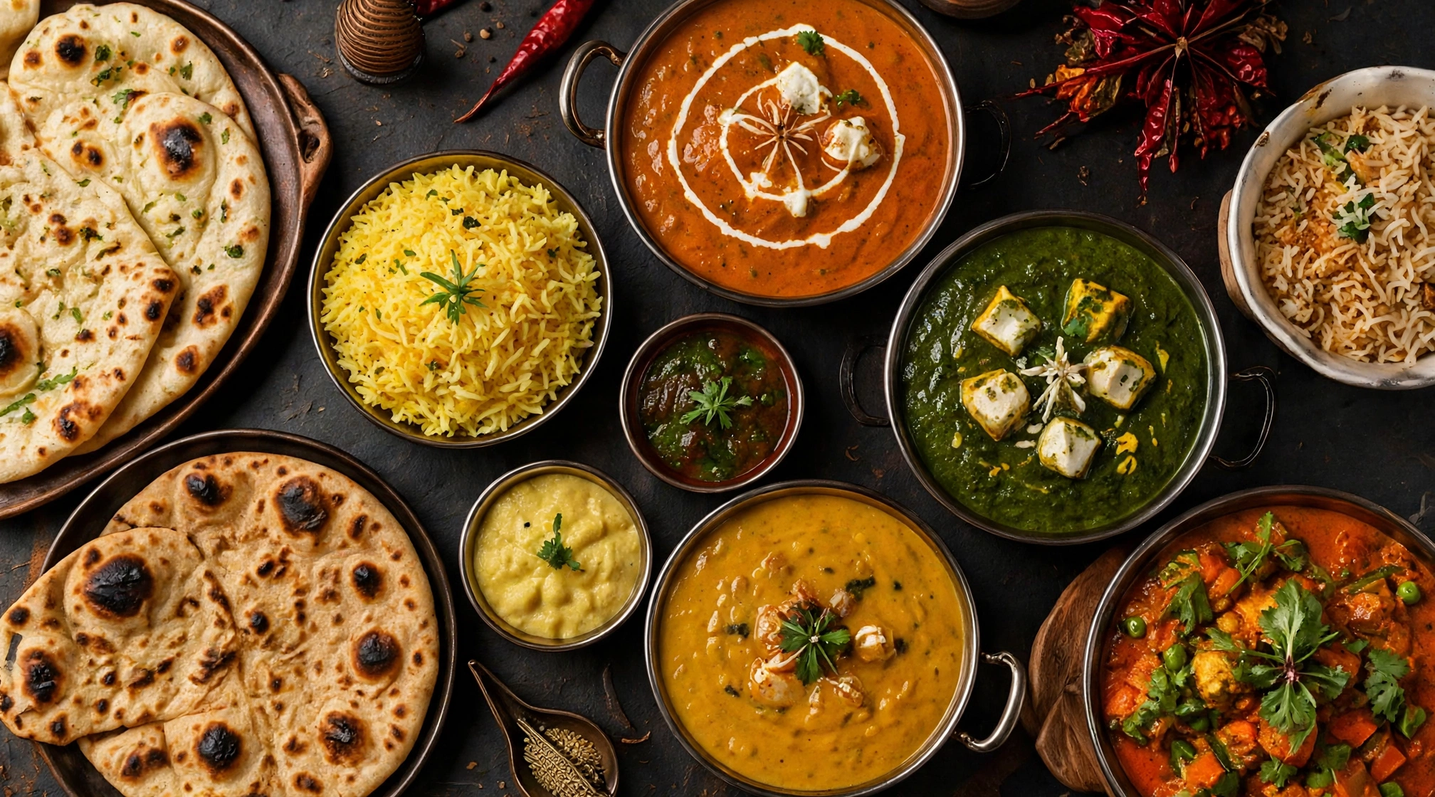 Indian food feast flatlay